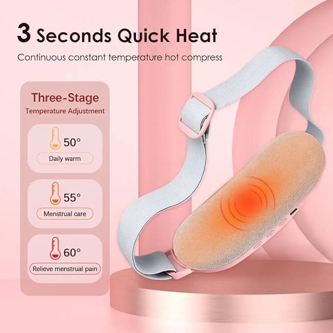 Electric Period Cramp Massager Vibrator Heating Belt for Menstrual Relief Pain Waist Stomach Warming Women