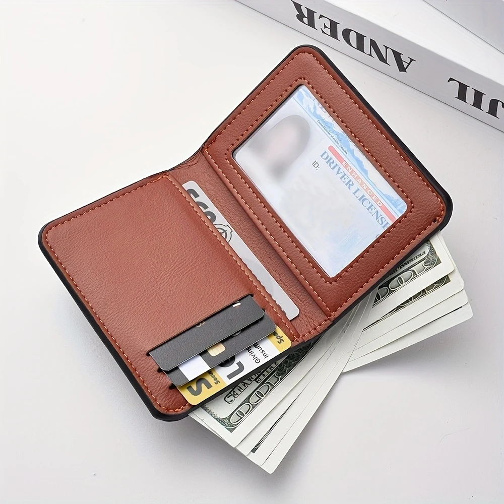 Men'S Vintage Faux Leather Credit Card Wallet, Slim & Soft Design with Multiple Card Slots