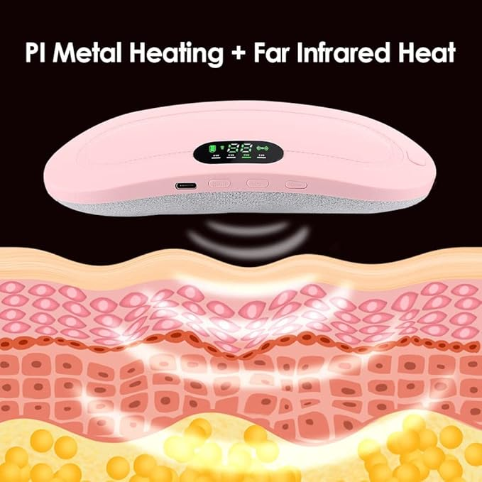 Electric Period Cramp Massager Vibrator Heating Belt for Menstrual Relief Pain Waist Stomach Warming Women