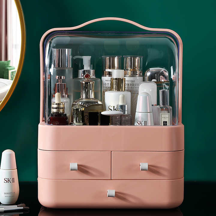 Cosmetic Storage Box With Transparent Cover