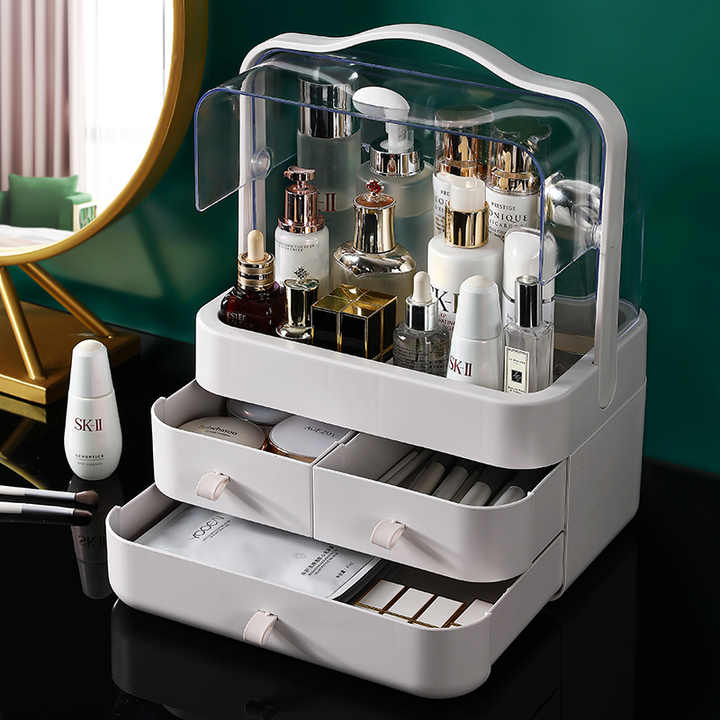 Cosmetic Storage Box With Transparent Cover