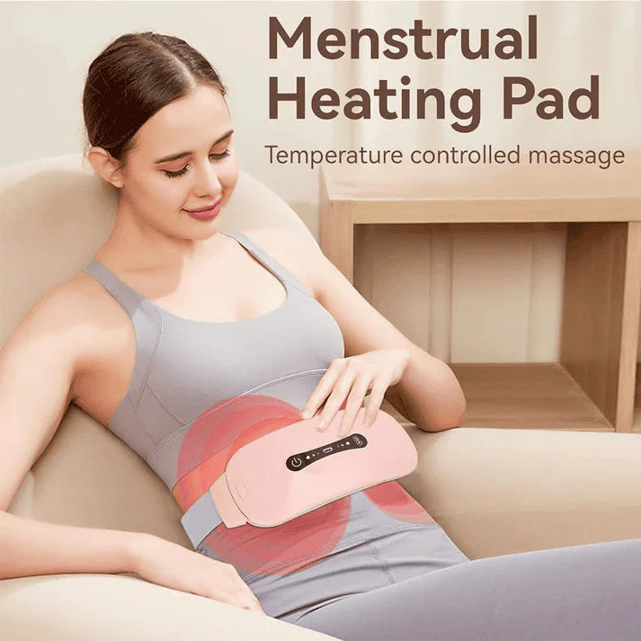 Electric Period Cramp Massager Vibrator Heating Belt for Menstrual Relief Pain Waist Stomach Warming Women