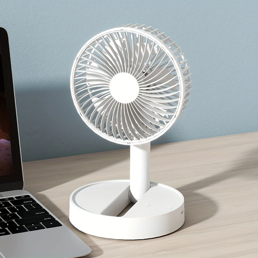 Stand Fan, 20.32 cm Folding Portable Telescopic/USB Desk Fan with 3600mAh/5400mAh Rechargeable Battery