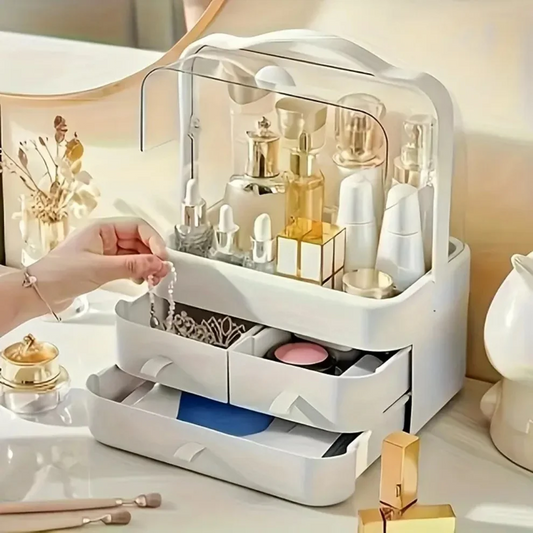Cosmetic Storage Box With Transparent Cover
