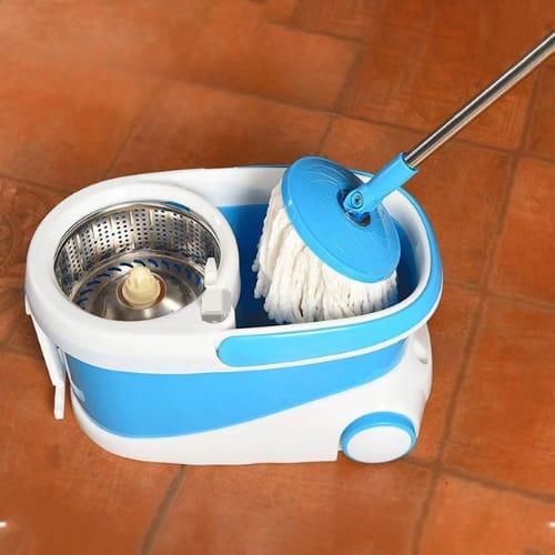 Spin Mop Bucket 360° Degree Rotation Push/Pull Micro Fiber Mop head with Long Handle